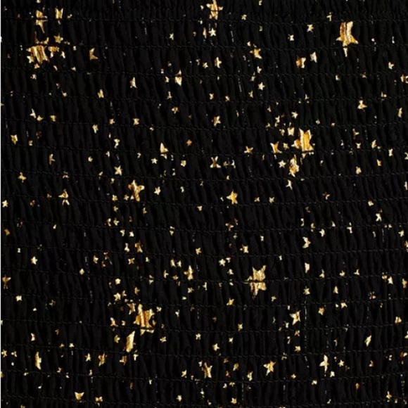 AQUA metallic golden stars and black 2 piece set - blouse S and smock skirt M. - Picture 11 of 15